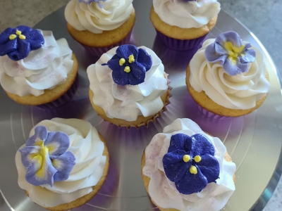 Blue Flower Cupcakes